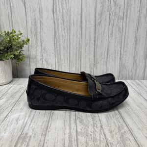 Womens Size 8.5 Coach Olive Signature Loafers Black Grey